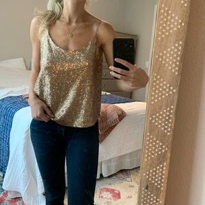 Gold Sequin Tank Top